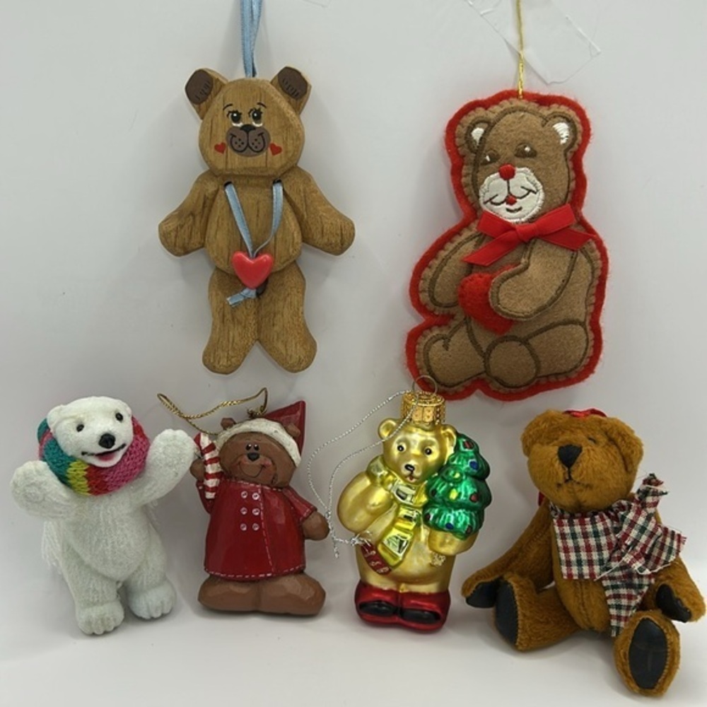 Assorted Teddy Bear Christmas Ornaments